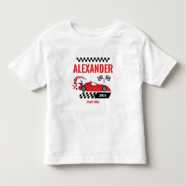 Camiseta De Bebé Cumpleaños de niño tema coche de carreras rojo vin