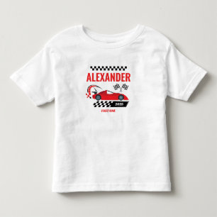 Camiseta De Bebé Cumpleaños de niño tema coche de carreras rojo vin