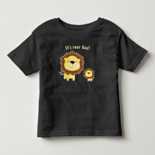 Camiseta De Bebé Cumpleaños de niños con león lindo y cachorro
