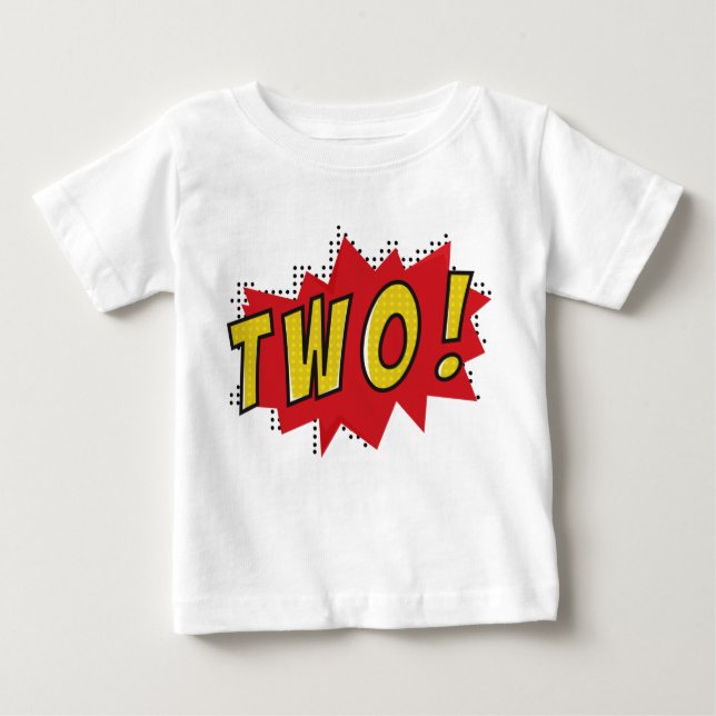 Camiseta De Bebé Cumpleaños de niños de dos años de superhéroes (Anverso)