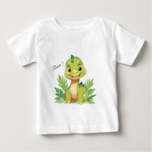 Camiseta De Bebé Cumpleaños de niños dinosaurio lindo selva salvaje