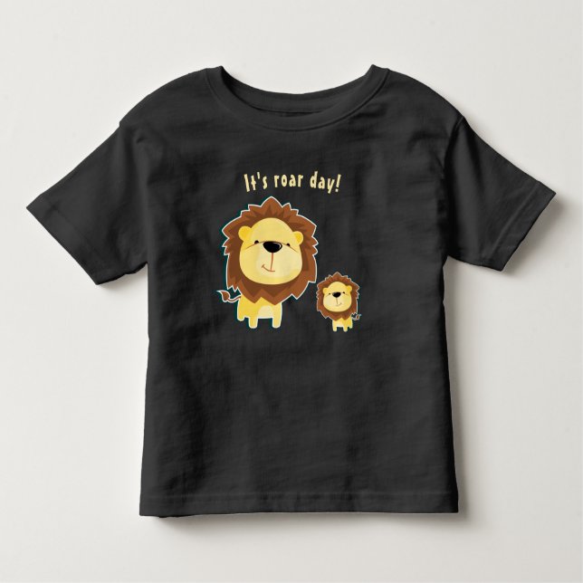 Camiseta De Bebé Cumpleaños de niños león y cachorro lindo (Anverso)