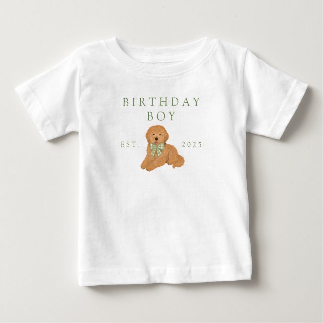 Camiseta De Bebé Cumpleaños de niños verdes Cumpleaños de cachorro  (Anverso)