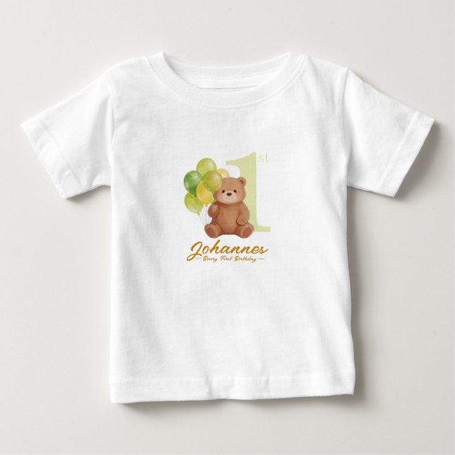 Camiseta De Bebé Cumpleaños de Osito (Anverso)