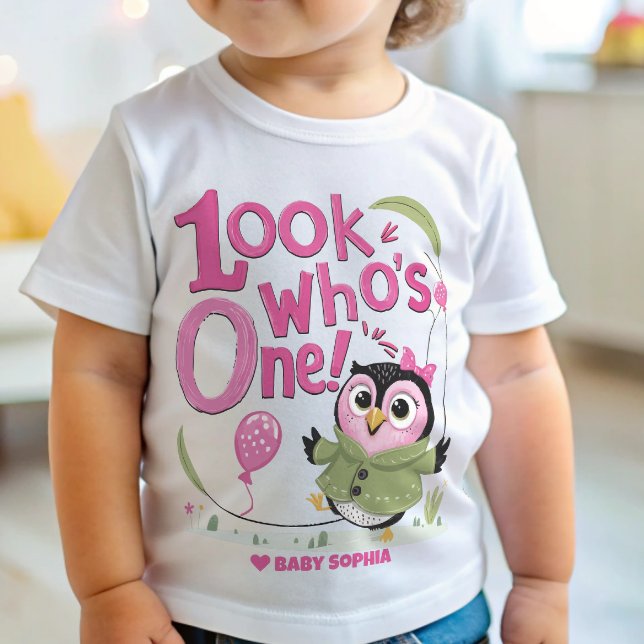 Camiseta De Bebé Cumpleaños de primer año Feliz Cumpleaños Búho Fel (Subido por el creador)