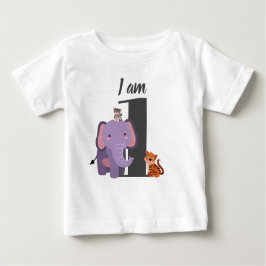 Camiseta De Bebé Cumpleaños de Safari de Elefante Tigre Mono Lindo 