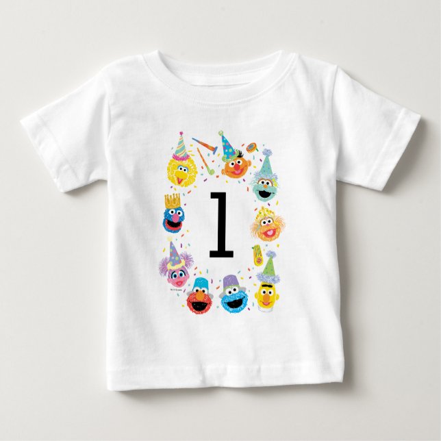 Camiseta De Bebé Cumpleaños de Sesame Street Confetti (Anverso)