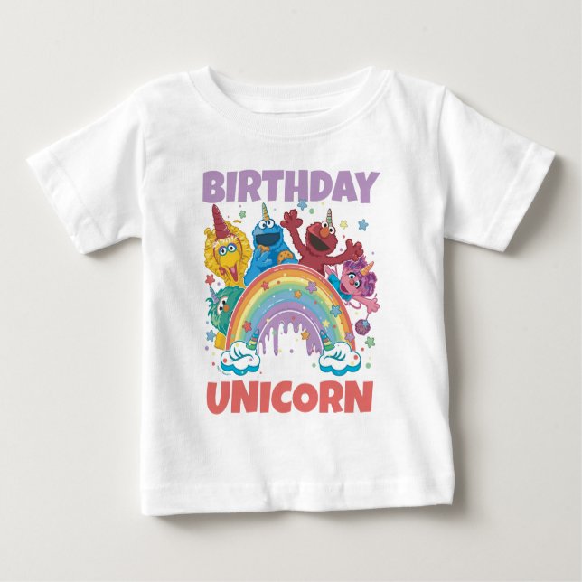 Camiseta De Bebé Cumpleaños de Sesame Street Unicornio (Anverso)