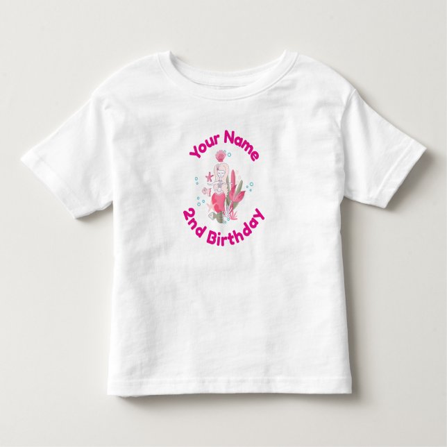 Camiseta De Bebé Cumpleaños de Sirena 2 años (Anverso)