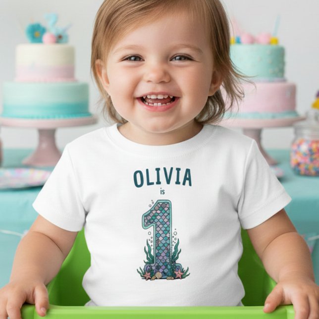 Camiseta De Bebé Cumpleaños de Sirena Bajo el Mar (Subido por el creador)