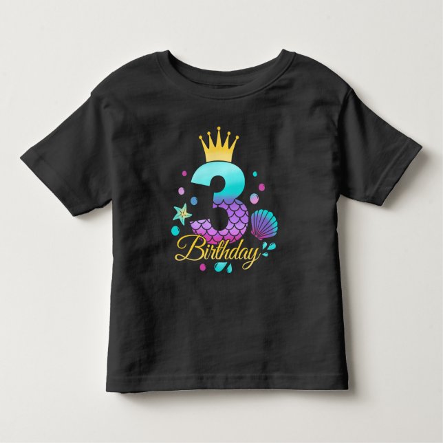 Camiseta De Bebé Cumpleaños de Sirena Cumpleaños 3 años (Anverso)