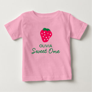 Camiseta De Bebé Cumpleaños de Strawberry Girl 1 año