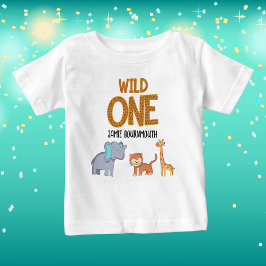 Camiseta De Bebé Cumpleaños de tema Safari del Salvaje Uno para niñ