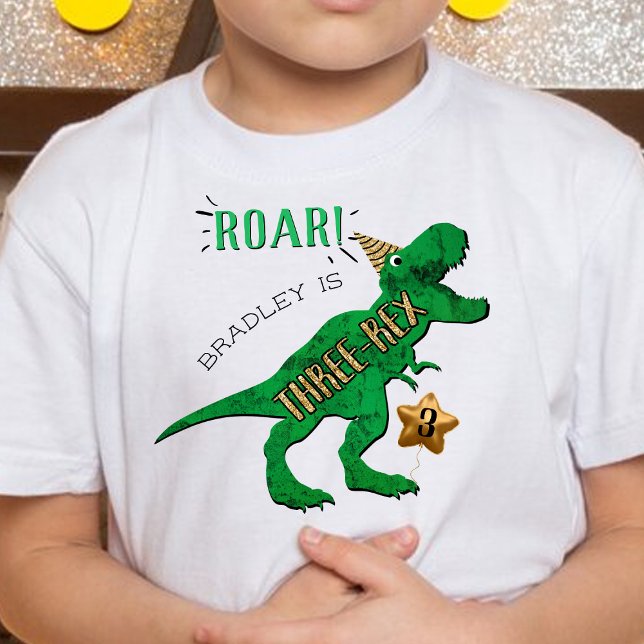 Camiseta De Bebé Cumpleaños de tres años del T-Rex (Subido por el creador)