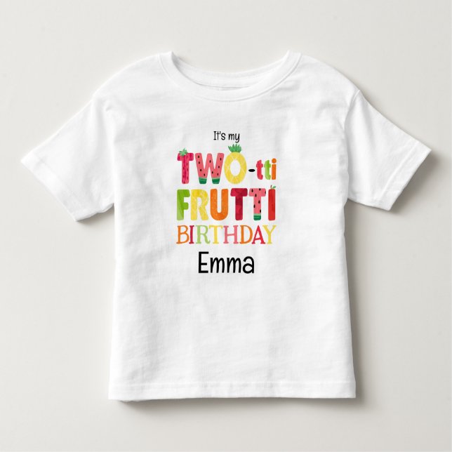 Camiseta De Bebé Cumpleaños de Two-tti Frutti Cutie Fruit 2 años (Anverso)