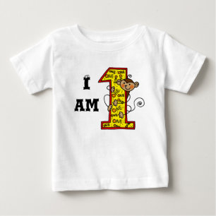 Camiseta De Bebé Cumpleaños de un año (número de mono divertido)