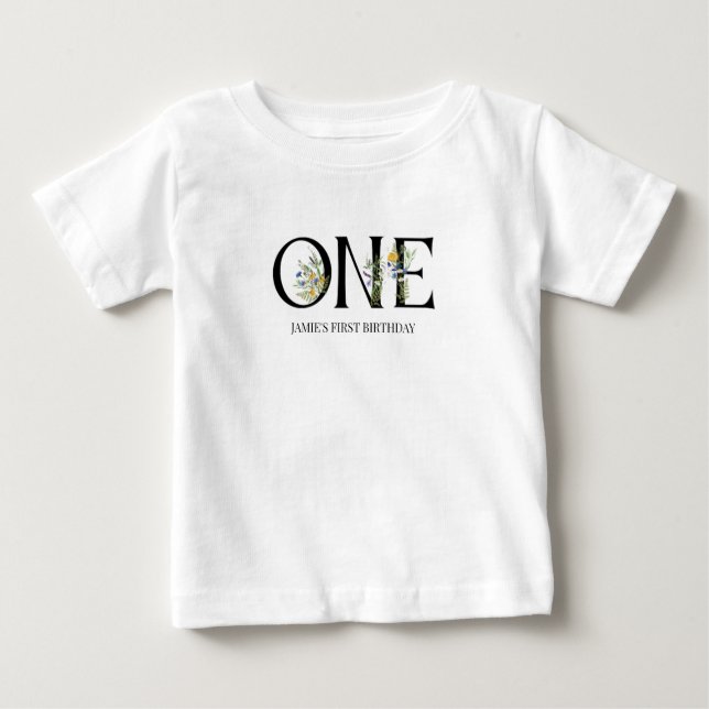 Camiseta De Bebé Cumpleaños de una niña Boho Flores Silvestres Prim (Anverso)