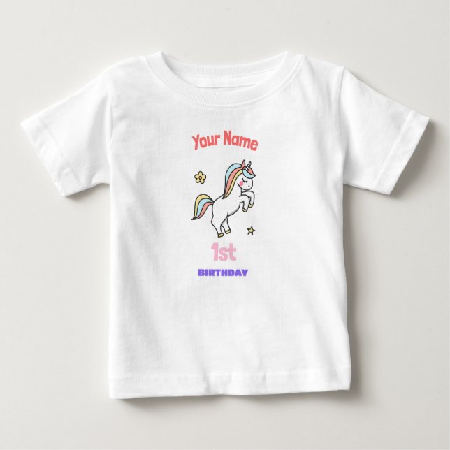 Camiseta De Bebé Cumpleaños de Unicornio (Anverso)