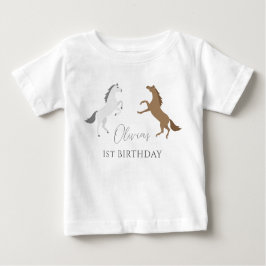 Camiseta De Bebé Cumpleaños de vaquera a caballo moderno