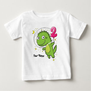 Camiseta De Bebé Cumpleaños del astronauta del dinosaurio 2do