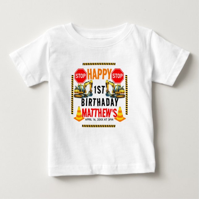 Camiseta De Bebé Cumpleaños del camión de volteo de construcción (Anverso)