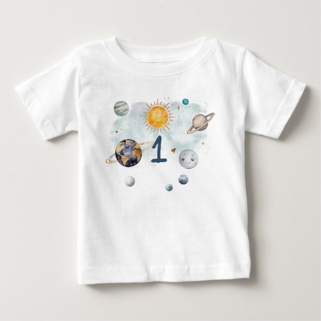 Camiseta De Bebé Cumpleaños del Espacio Exterior Galaxia Sol Luna E (Anverso)