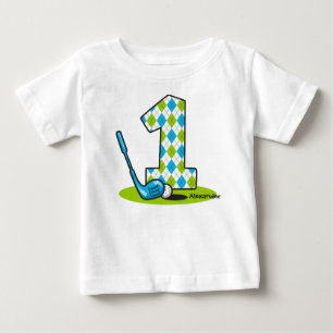 Camiseta De Bebé Cumpleaños del golf de Argyle 1r personalizado