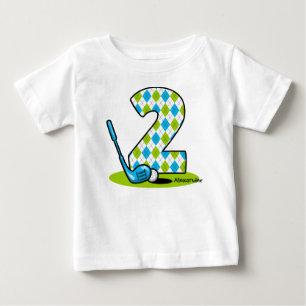 Camiseta De Bebé Cumpleaños del golf de Argyle 2do personalizado