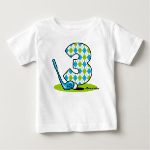 Camiseta De Bebé Cumpleaños del golf de Argyle 3ro personalizado