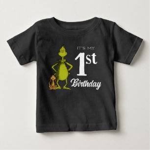 Camiseta De Bebé Cumpleaños del Grinch en pizarra