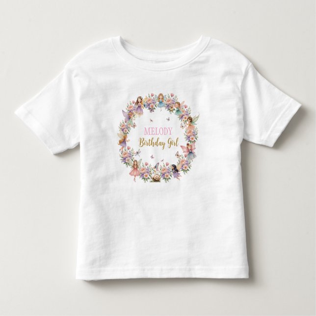 Camiseta De Bebé Cumpleaños del jardín de hadas de flores caprichos (Anverso)