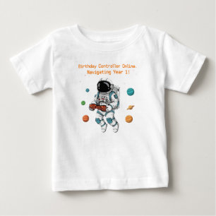 Camiseta De Bebé Cumpleaños del lindo astronauta gamer 1   Navegand
