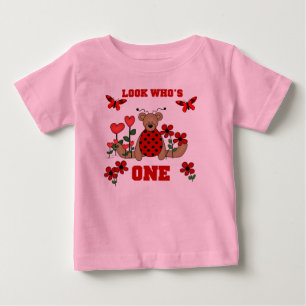 Camiseta De Bebé Cumpleaños del oso de la mariquita 1r