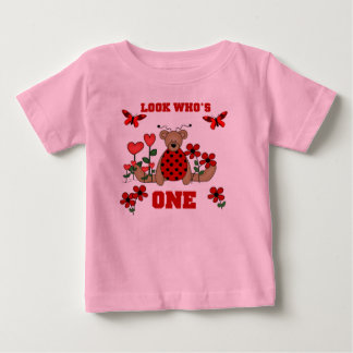 Camiseta De Bebé Cumpleaños del oso de la mariquita 1r