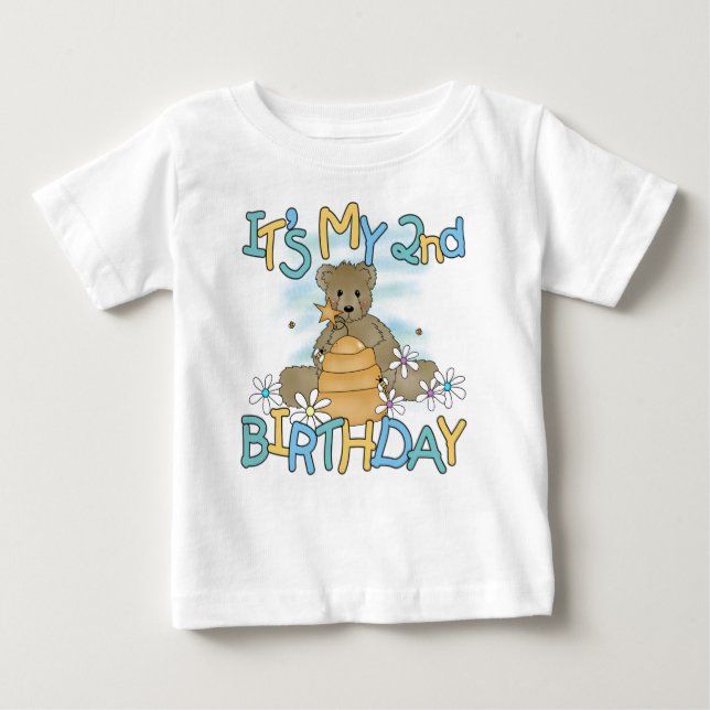 Camiseta De Bebé Cumpleaños del oso de miel 2do (Anverso)