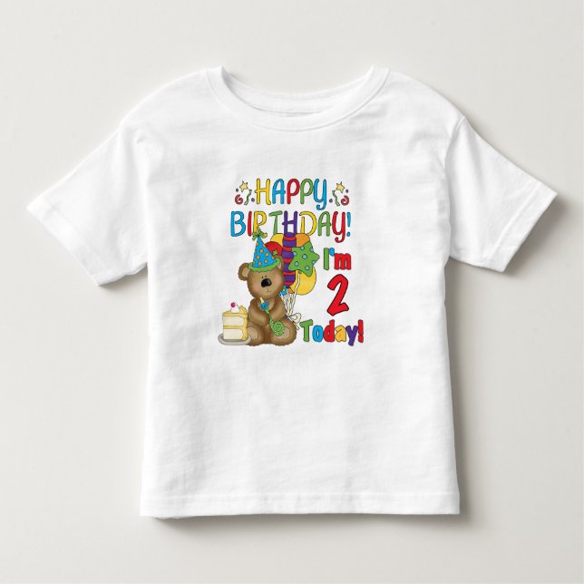 Camiseta De Bebé Cumpleaños del oso de peluche del feliz cumpleaños (Anverso)