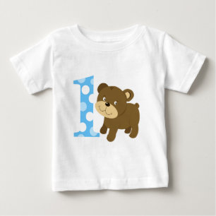 Camiseta De Bebé Cumpleaños del oso del arbolado 1r soy UNA