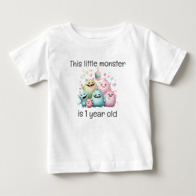 Camiseta De Bebé Cumpleaños del pequeño monstruo (Anverso)