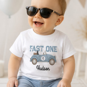 Camiseta De Bebé Cumpleaños del primer giro del coche de carreras a