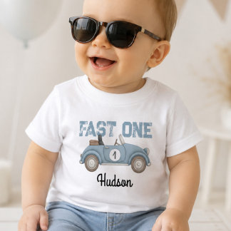 Camiseta De Bebé Cumpleaños del primer giro del coche de carreras a