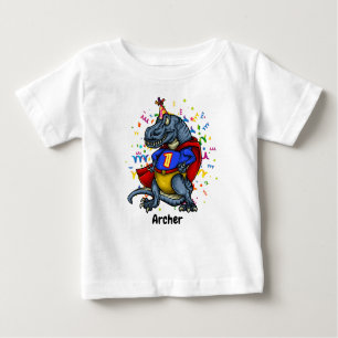 Camiseta De Bebé Cumpleaños del super héroe de T-Rex 1r