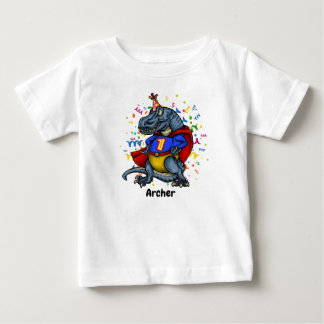 Camiseta De Bebé Cumpleaños del super héroe de T-Rex 1r