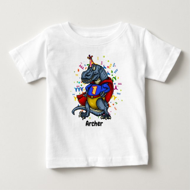 Camiseta De Bebé Cumpleaños del super héroe de T-Rex 1r (Anverso)