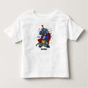 Camiseta De Bebé Cumpleaños del super héroe de T-Rex 2do