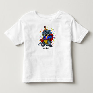 Camiseta De Bebé Cumpleaños del super héroe de T-Rex 3ro