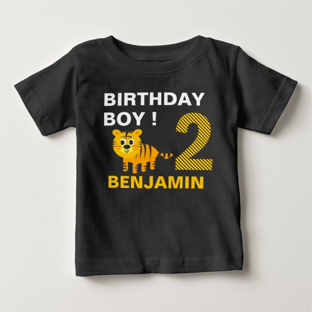 Camiseta De Bebé Cumpleaños del Tigre Adorable 2 Segundo (Anverso)