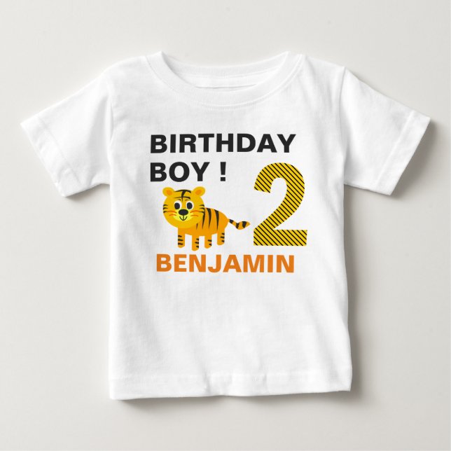 Camiseta De Bebé Cumpleaños del Tigre Adorable 2 Segundo (Anverso)