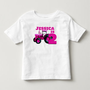 Camiseta De Bebé Cumpleaños del Tractor Rosado