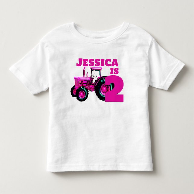 Camiseta De Bebé Cumpleaños del Tractor Rosado (Anverso)