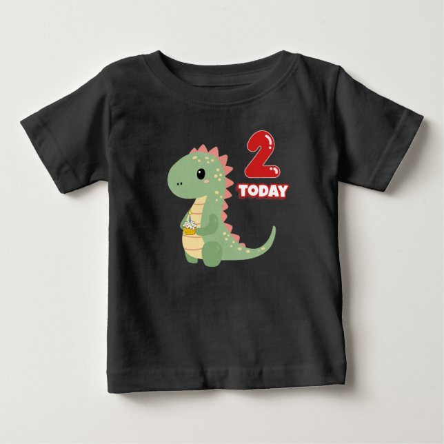 Camiseta De Bebé Cumpleaños Dino 2 Hoy (Anverso)